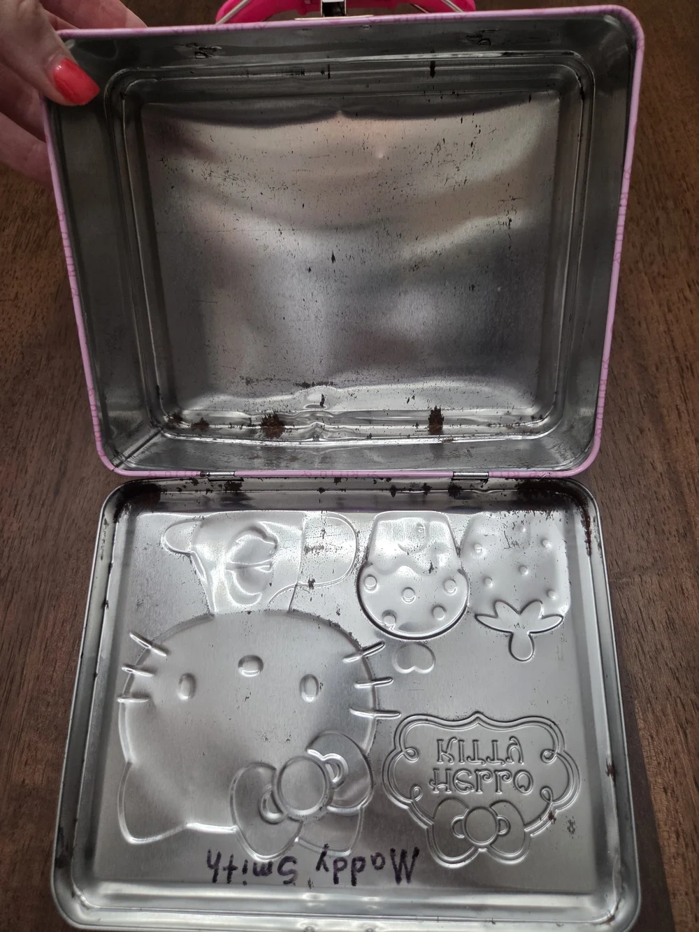 Hello Kitty Pink Polka-Accent Tin Carry Case